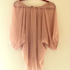 Pastel pink puff sleeved top with gold detail